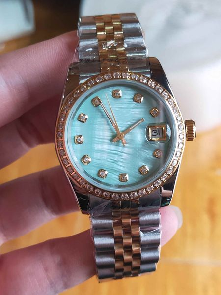 

31mm fashion automatic mechanical women watch gold stainless steel strap woman watches diamond bezel ladies lady wristwatch coupon lovers st, Slivery;brown