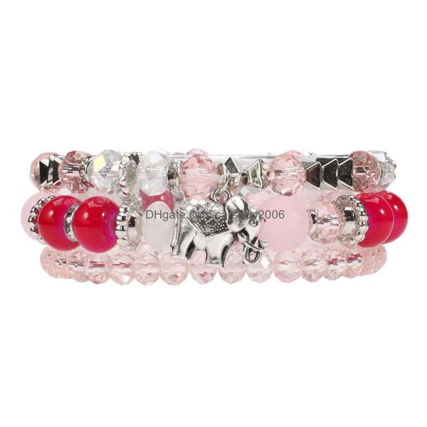 

beaded bohemian fashion jewelry elephant pendant crystal strands beaded bracelet handmade mti layer colorf beads charms bracelets dr dhzqe, Black