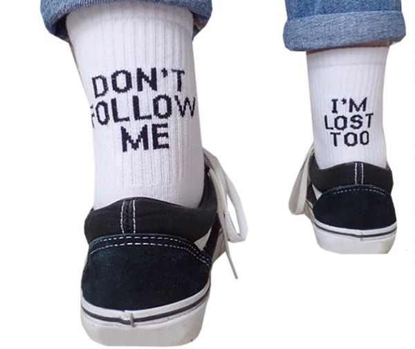 

mens socks explosive dont follow me i am lost too cotton man maele sox letters casual funny style sale 221130, Black