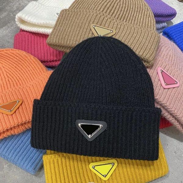 

2022 luxury knitted hat solid brand designer beanie cap 100% cashmere letter leisure skull hats outdoor fashion men's and women's, Blue;gray