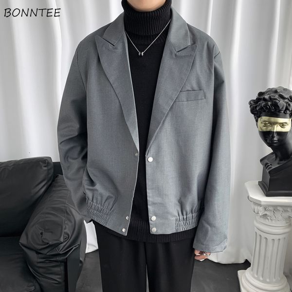 

men's jackets men spring autumn trendy loose korean style all match fashion ins leisure simple notched single breasted cazadora hombre, Black;brown