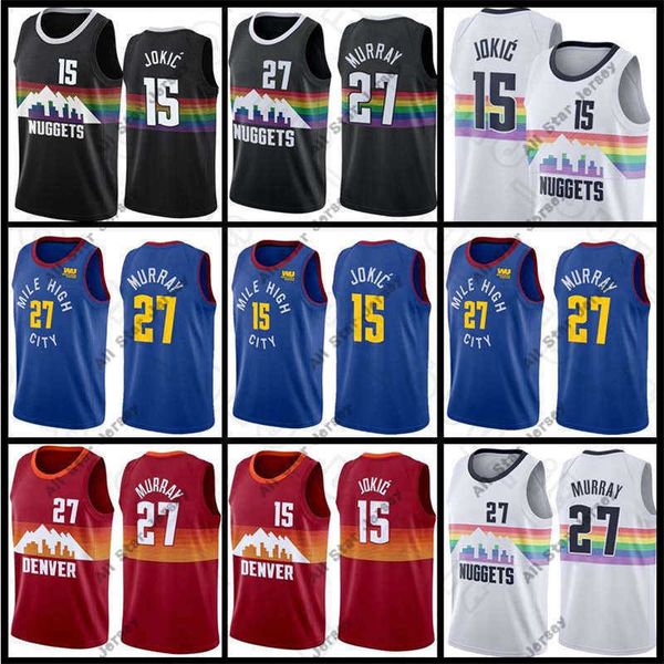 

basketball jerseys 15 jokic jamal 27 murray basketball jersey nikola denvers 2022 men stephen 30 curry klay 11 thompson james 33 wiseman nug, Black;red