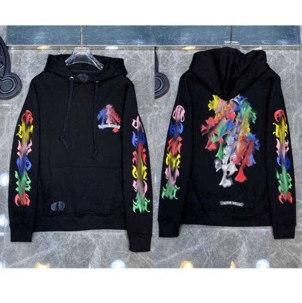 

men's fashion luxury sweatshirts designer classic hoodies ch zipper hooded sweater casual men women cross pullover sanskrit hoodie coa, Black