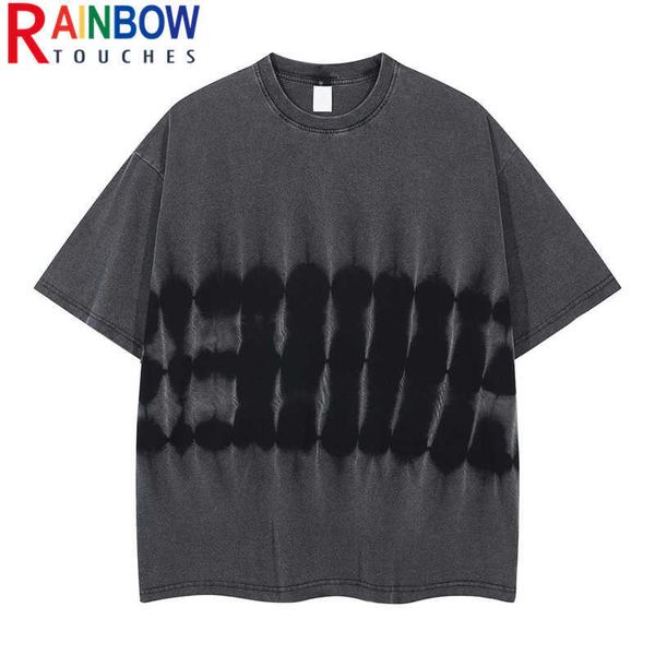 

men's t-shirts rainbowtouches 2022 washed t shirts men's vintage high street creative skull graphic oversize t shirts street fashi, White;black
