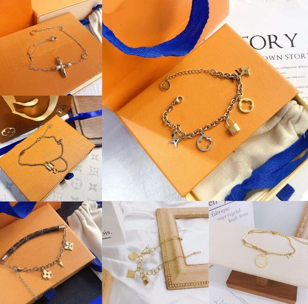 

20style stainless steel gold bracelets luxury brand designer letters classic hollow out men women metal wedding party jewelry accessories, Golden;silver