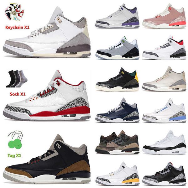 

shoes jumpman 3 3s iii mens basketball shoes medium grey cardinal red georgetown laser orange dark iris patchwork men women outdoor sneakers, Black
