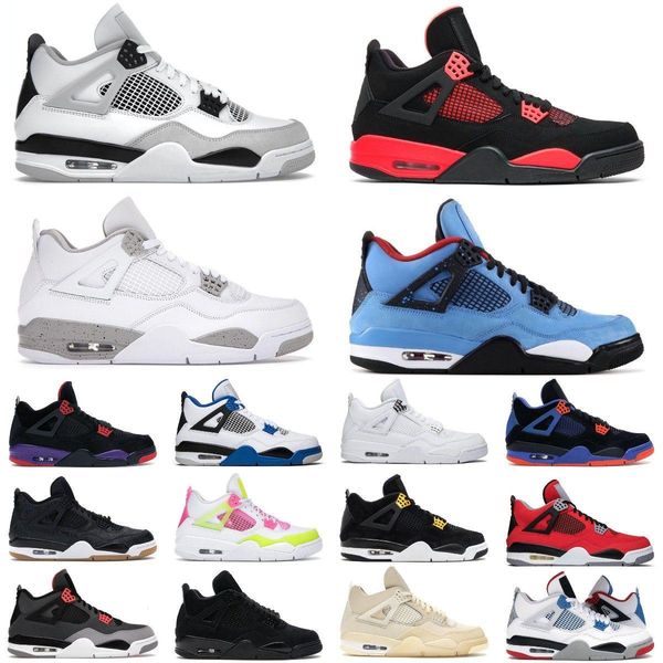 

basketball shoes mens trainers sports sneakers military black red thunder black cat bred sail university blue pink 2022 new og jumpman 4 gvz