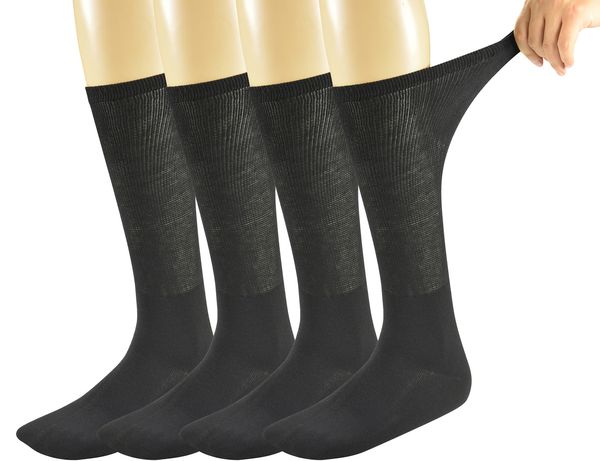

mens socks bamboo diabetic over the calf 4 pack size 1013 221130, Black