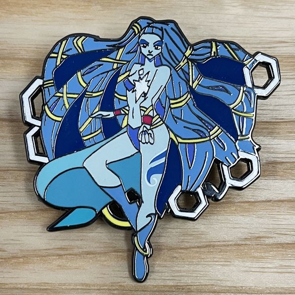 

game ffx shiva brooch cartoon metal badge badge accessories pin anime game pin, Blue