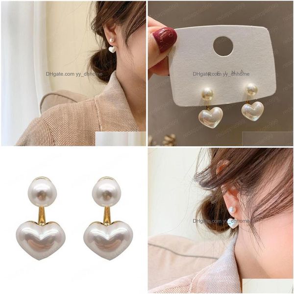 

dangle chandelier simated pearl earring heart shape pearls pendant earrings lady style dangle party jewelry for women drop delivery dhivd, Silver