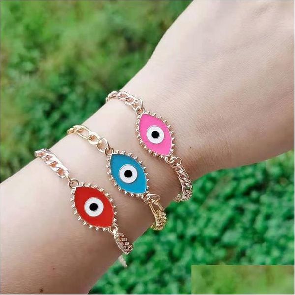 

charm bracelets fashion jewelry turkish symbol evil eye bracelet figaro chain bracelets drop delivery dh7bq, Golden;silver