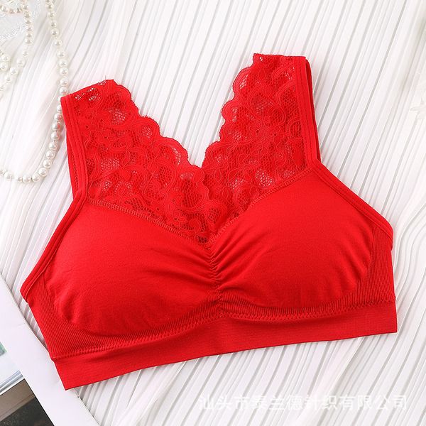 

Foreign trade underwear 1931 lace plus-size fat beauty back wrapped chest no underwire bandeau inside to prevent walking, White