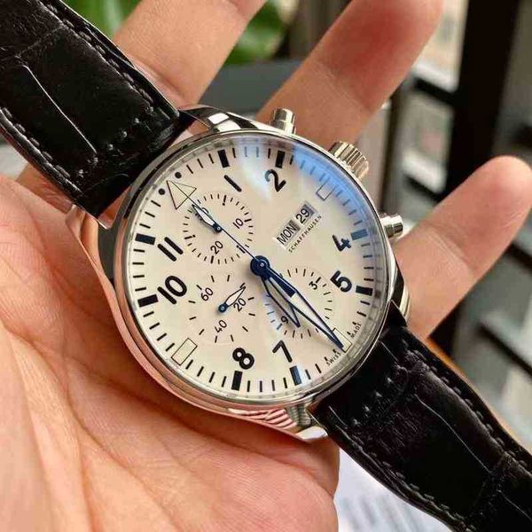 

76rg 6-pin pilot complex function timing watch men's automatic mechanical leisure business dial 0ytn, Slivery;golden
