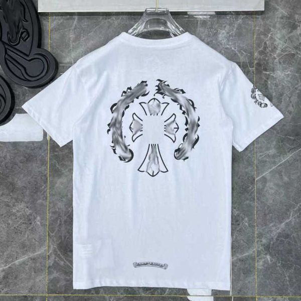 

luxury fashion women's t shirt ch brand tees women sanskrit heart letter sweatshirts short sleeve chromes horseshoe couple designerjn55, White