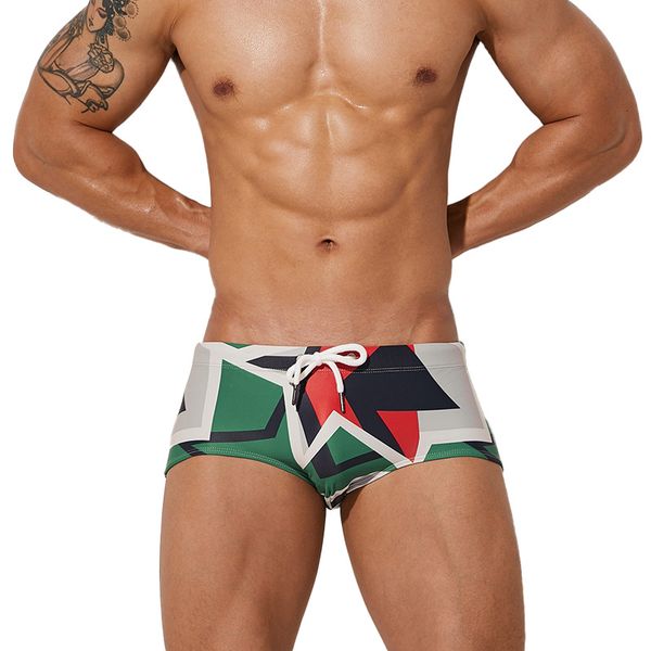 

men's swimwear drawstring color-matching low-rise surfing beach board swimming boxers #804