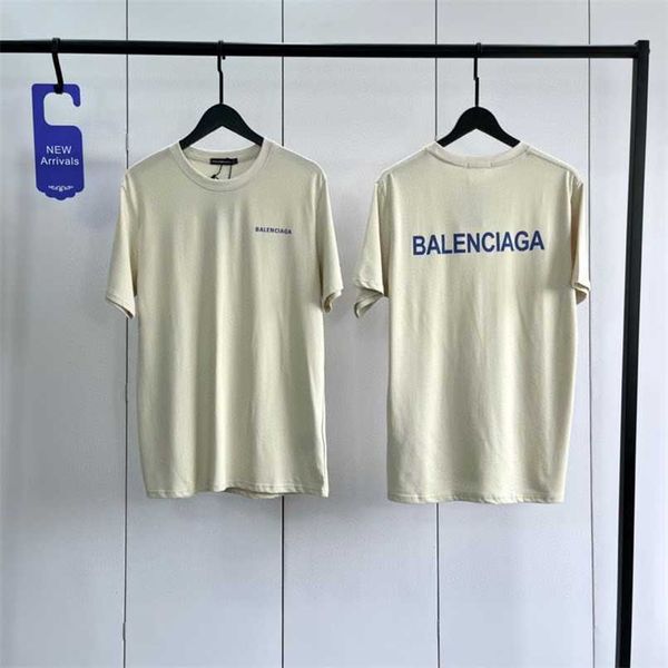 

mens tees balenciga t-shirts super strong version familys front and back blue letter logo is gentle worn out white lovers pure cotton short, White;black