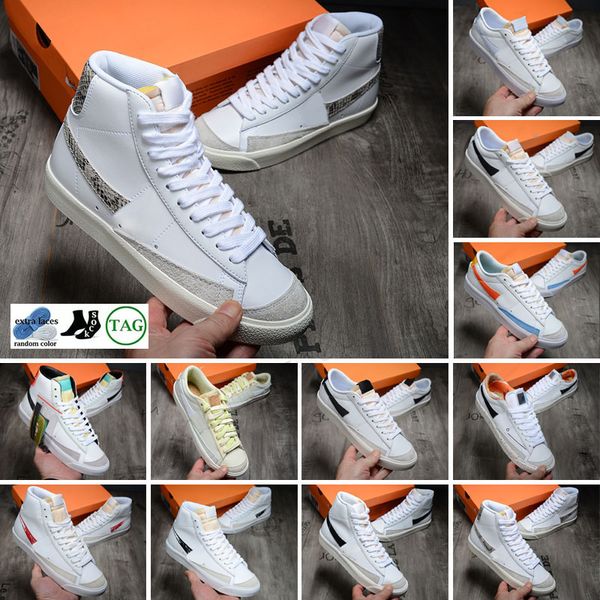 

casual shoes mens trainers sneakers vintage blazers black white multi color white indigo pine green designer platform blaze mid 77 jumbo low