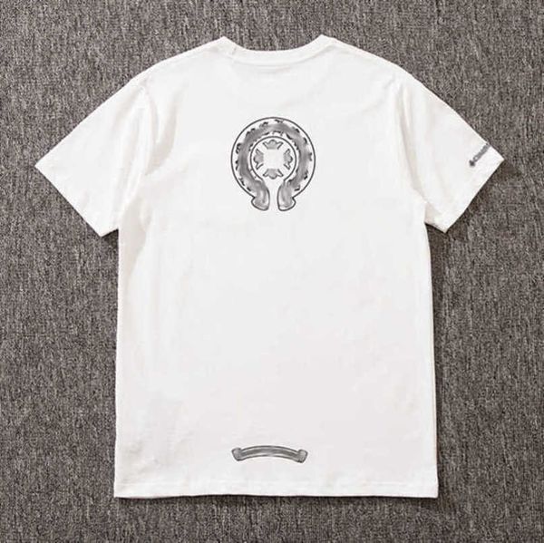 

women's fashion luxury t shirt brand tees men women sanskrit letter short sleeve horseshoe couple t-shirts designer polos tshirts cros, White