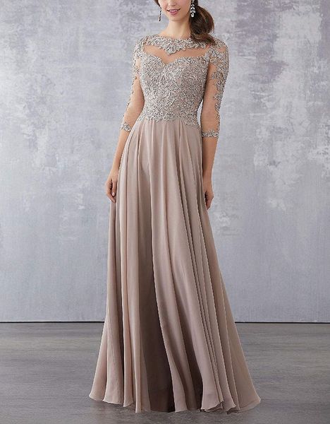 

elegant lace applique beaded mother of the bride dresses three quarter long sleeves chiffon evening formal party dresses 1130, Black;red
