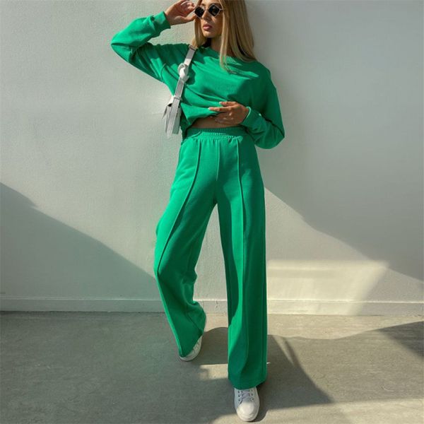 

women's two piece pants winter tracksuit sweaterwide legspants suit oversized casual set sports sweatshirts pullover outfits y2k 221130, White