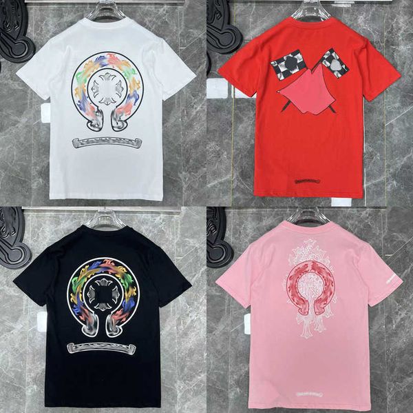 

fashion men's luxury t shirt brand tees men women sanskrit letter short sleeve horseshoe couple t-shirts designer polos tshirts cross, White;black