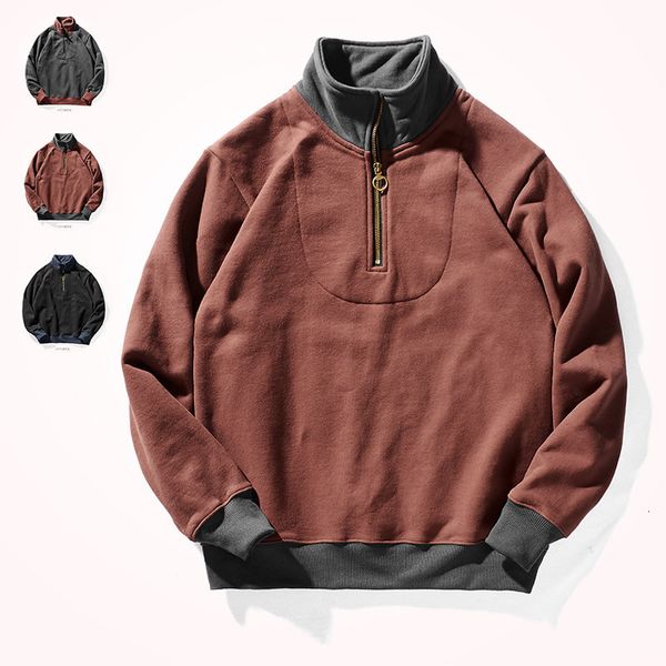 

men's hoodies sweatshirts autumn and winter american style fashion turtleneck loose solid color pullover plus velvet thickened 221129, Black