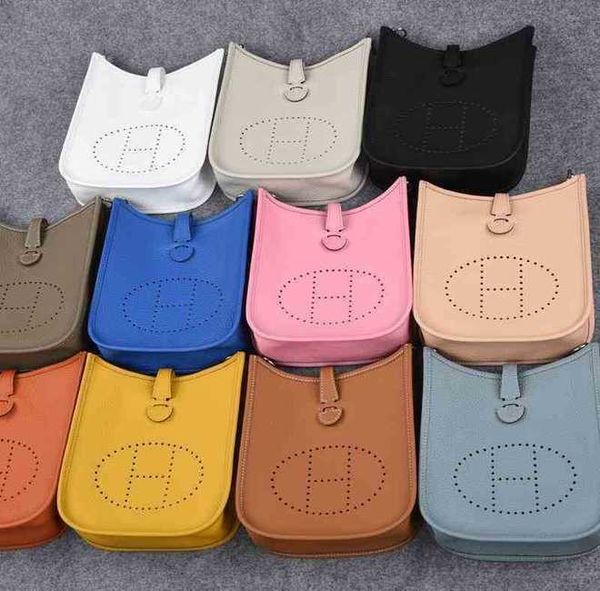 

designer evelyns high end layer cow leather bucket bag womens litchi pattern h hollow out one shoulder cross carrying small ezss