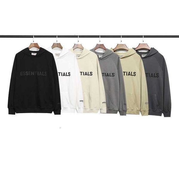 

hoodies hweatshirts chaopai fog double thread essentials three dimensional glued letter terry plush hoodie, Black
