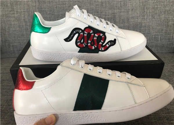 

new gner luxury men women shoes sneakers attractive designer ace embroidery bee tiger head snake fruit dog casual flat trainers, Black