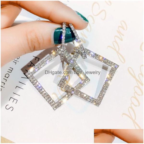 

dangle chandelier fashion jewelry s925 sier post diamond square earrings lady elegant drop delivery dhhg6, Silver