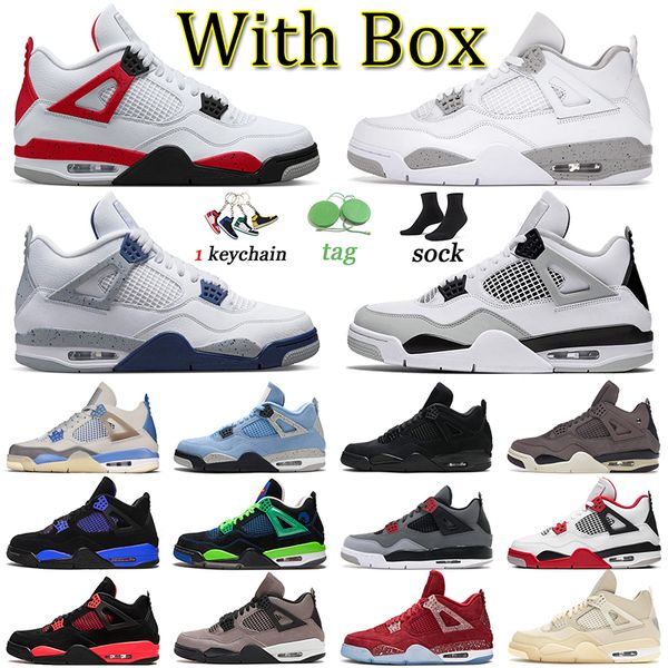 

new 4 basketballs shoes arrival j4 off red cement women 4s military black cat violet ore men trainers red thunder junpman white oreo taupe h, White;red