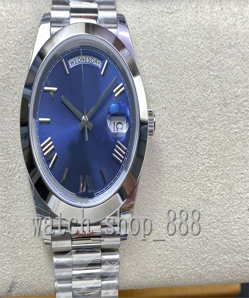 

ew factory mens watch better quality watches 40mm day-date 228238 228235 228239 blue roman dial president cal.3255 movement mechanical autom, Slivery;brown