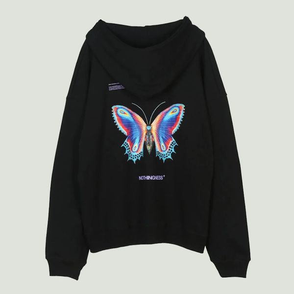 

men's hoodies sweatshirts fashion hip hop colorful ed streetwear harajuku oversized casual hooded pullover 221129, Black