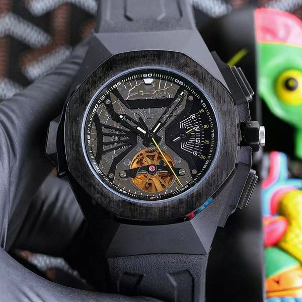 

mens watch automatic mechanical watches 47mm gradient dial rubber strap life waterproof fashion business gift wristwatches montre de luxe mu, Slivery;brown