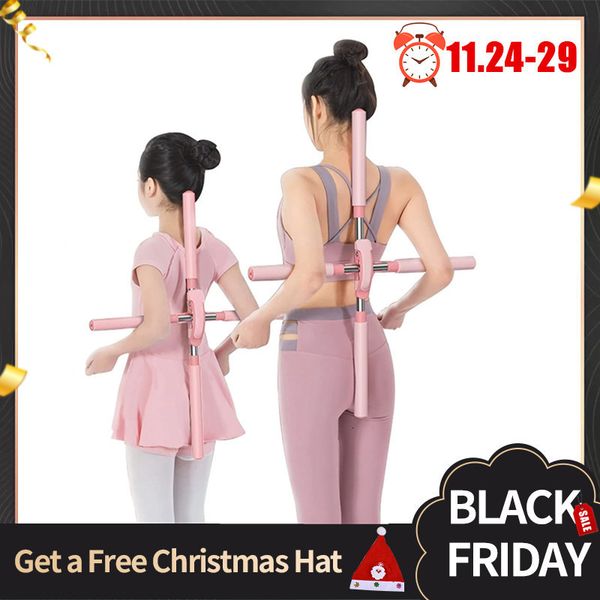 

hand grips yoga hunchback corrector adjustable stainless steel body stick cross open back standing training gym home sports equipment 221130