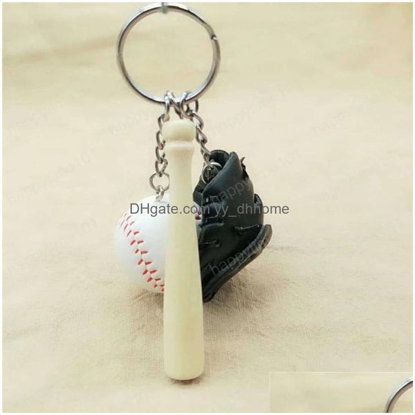 

key rings sport baseball goves keyring wood bat designer keychain key rings bag hangs fashion jewelry drop delivery dhiem, Slivery;golden