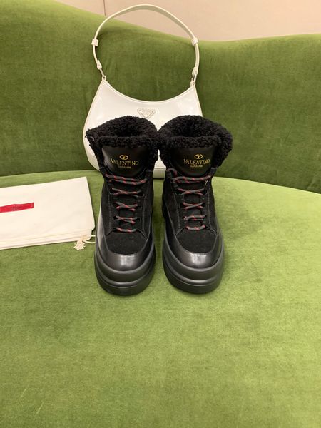 

2023 star trail ankle boot luxury womens designer chunky heel boots lace up martin boots ladys fashion winter booties with box -e018, Black