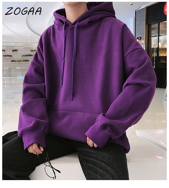 

men's hoodies sweatshirts zogaa brand hoodie harajuku student pure color fashion simple streetwear and women's pullover 221130, Black