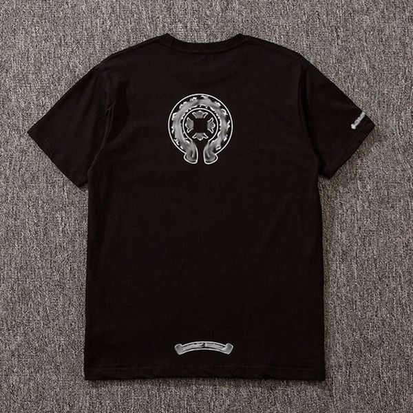 

luxury classic men's t shirt ch brand heart tees men women sanskrit letter chromes short sleeve horseshoe couple t-shirts designer 3 7, White;black