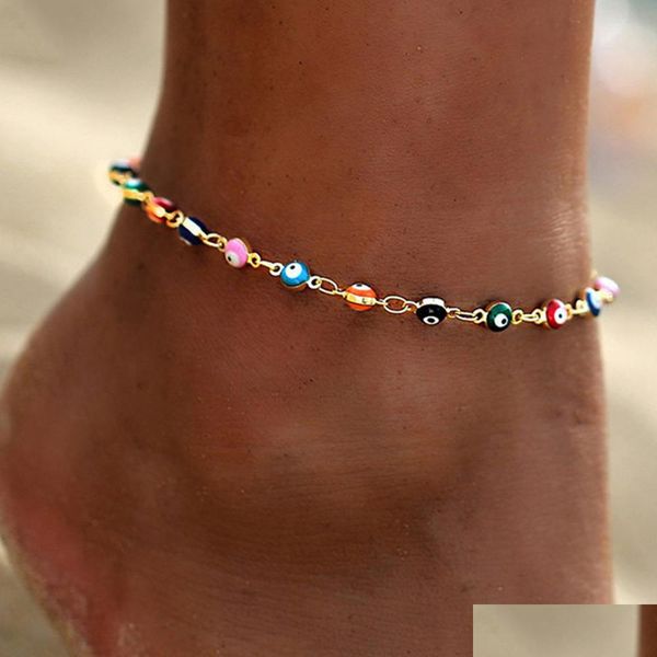 

anklets fashion jewelry colorf beads chain anklet eye drop delivery dhefk, Red;blue