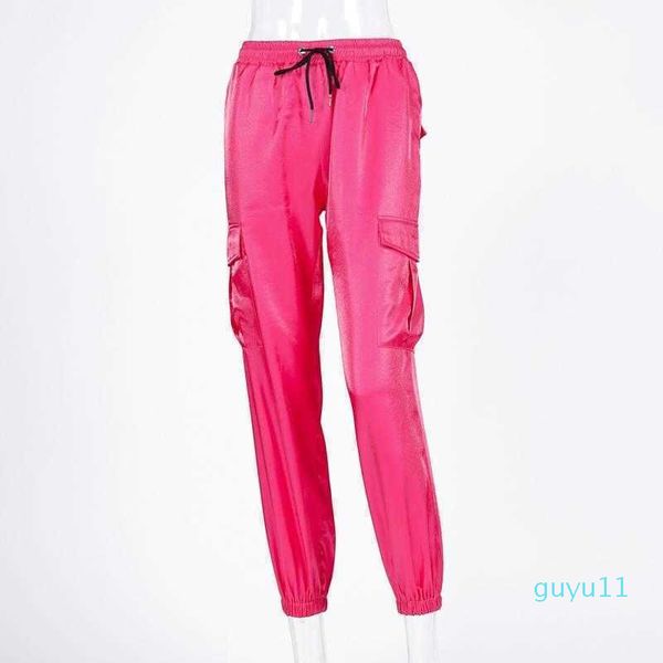 

solid women color cargo pants slacks ladies summer high waist ankle-tied trousers with, Black;white