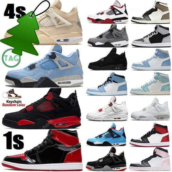 

2022 patent bred 4 4s sail mens basketball shoes sneakers university blue hyper royal black cat silver toe bred dark mocha fire red men
