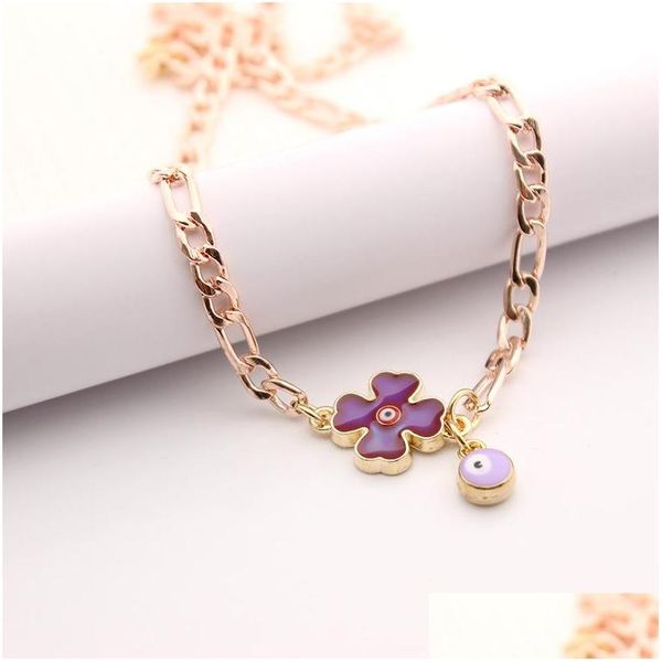 

pendant necklaces fashion jewelry purple flower necklace turkish symbol evil eye pendant chain necklaces drop delivery pendants dhn4f, Silver