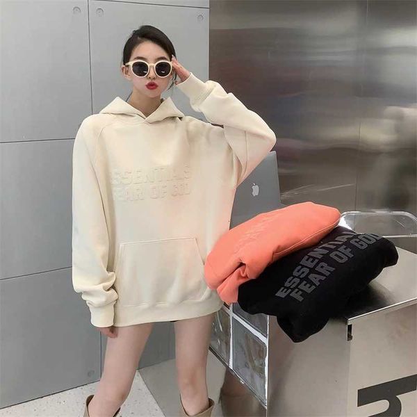 

hoodies hweatshirts fog double line season 8 essentials new 22fw alphabet plush hoodie sweater for men and women loose couple, Black