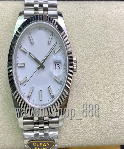 

clean factory mens watch better quality fluted watches 41mm datejust 126334 white dial luminova power reserve cal.3235 movement mechanical a, Slivery;brown