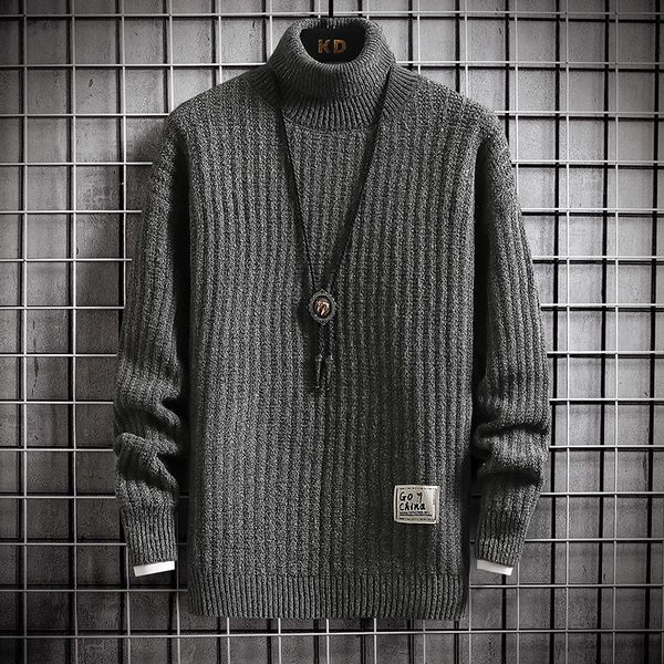 

mens sweaters winter turtleneck sweater thick warm pullover casual high neck knit male christmas jumpers 221130, White;black
