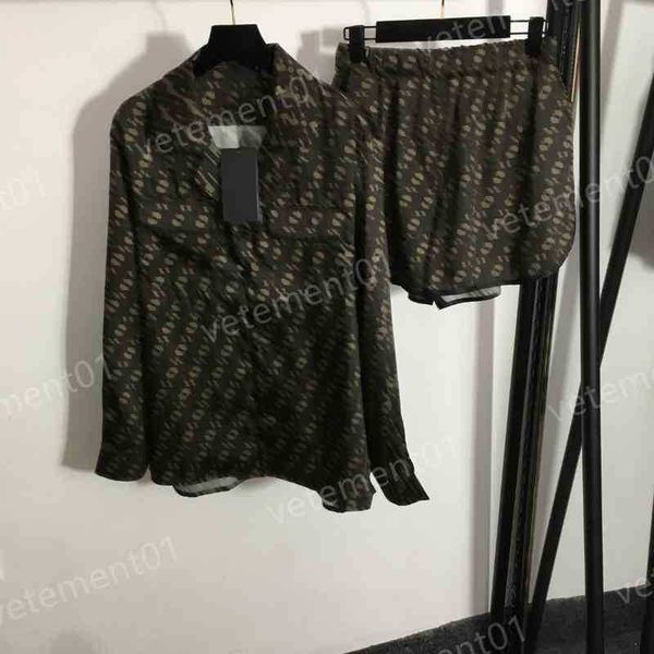 

womens two piece pants f..di casual f letter print long sleeve shirt and loose shorts 2 piece women designer tracksuits for women, White