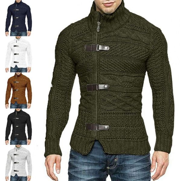 

mens sweaters stretchy stylish acrylic fiber loose coat winter turtleneck pullover 221130, White;black