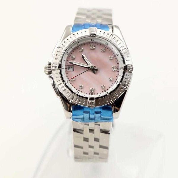 

other watches luxury womans wrist watch b01 pink pearl dial superocean quartz movement 1884 galactic silver sea wolf steel ladies wristwatch, Slivery;black