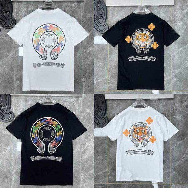 

fashion luxury men's t shirt brand tees men women sanskrit letter short sleeve horseshoe couple t-shirts designer polos tshirts cross, White;black